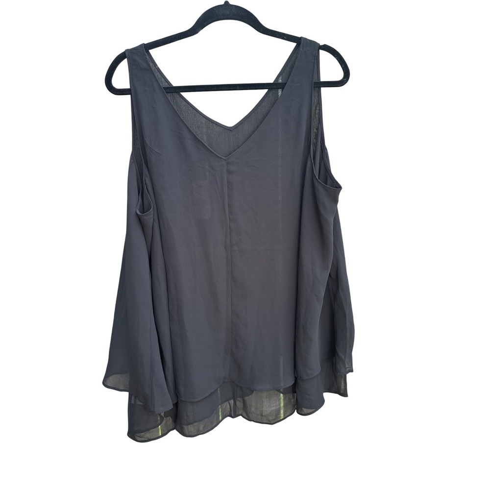 Lane Bryant Women Black V-Neck Chiffon Layered Tank Top Blouse Size 20 NWT - Picture 2 of 6